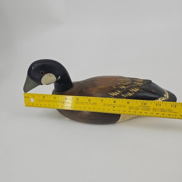 Vintage Handcarved Glass Eye 13" Wooden Duck Decoy Painted Hunting *READ* - Picture 7 of 12